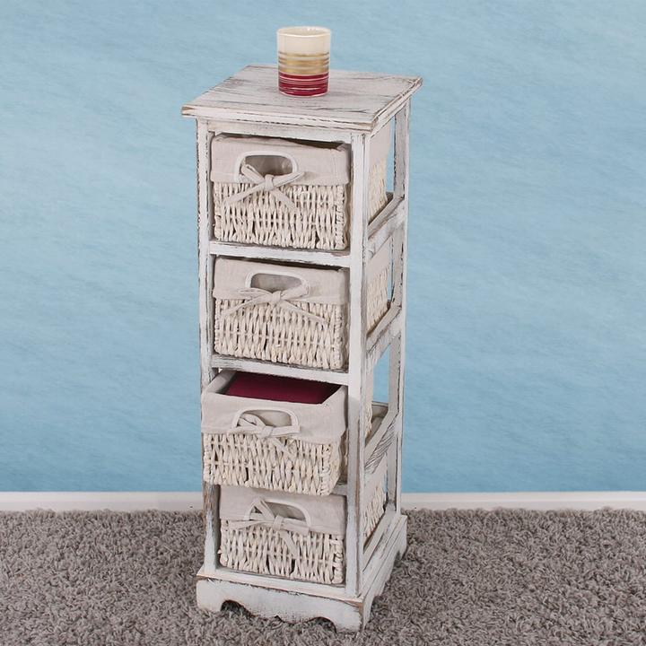 Image du produit JOHN316 Regal Kommode mit 4 Korbschubladen (74 x 25 x 28 cm)