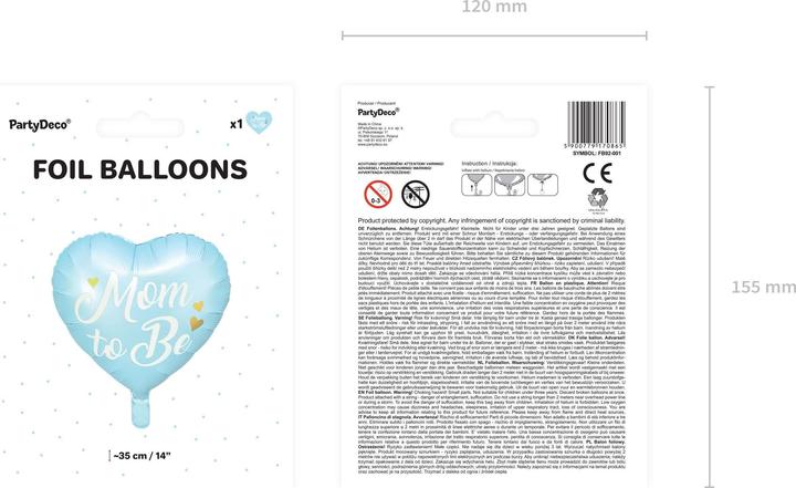 Produktbild Partydeco Folienballon Mom to be Blau
