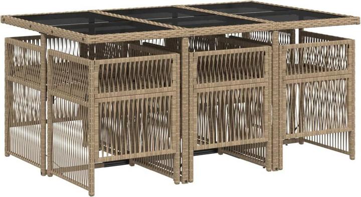 Immagine prodotto VidaXL Mobili da giardino set da pranzo set da giardino 7 pezzi beige mix poly rattan (165 cm)