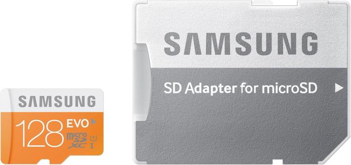 Produktbild Samsung EVO microSDXC mit Adapter (128 GB, microSDXC, U1, UHS-I)