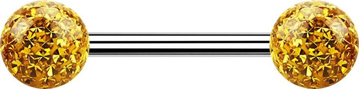 Immagine prodotto Star Piercing Barbell in argento con due sfere di cristallo topazio strato protettivo epossidico (senza ottone, Acciaio chirurgico 316L)