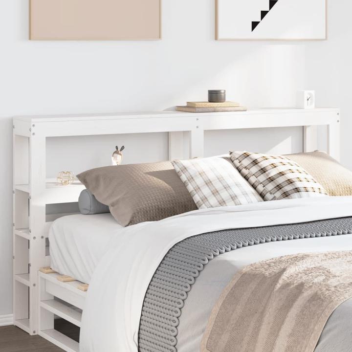 Productafbeelding VidaXL Hoofdbord Bed met planken Wit 135cm massief grenen hout