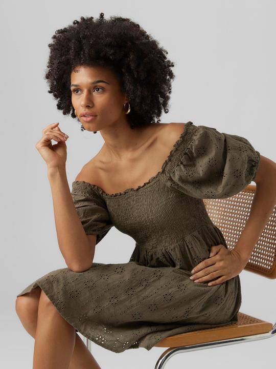 Actual product image Vero Moda Smocked Broderie Anglaise Mini Dress (XS)