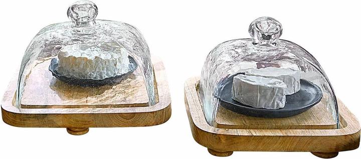 Immagine prodotto Loberon Vaso a campana in vetro con piatto set di 2 Bellavario chiaro/marrone