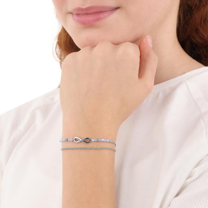 Immagine prodotto S.Oliver Armschmuck für Mädchen, Edelstahl, Glas | Infinity (16 cm, Acciaio inossidabile)
