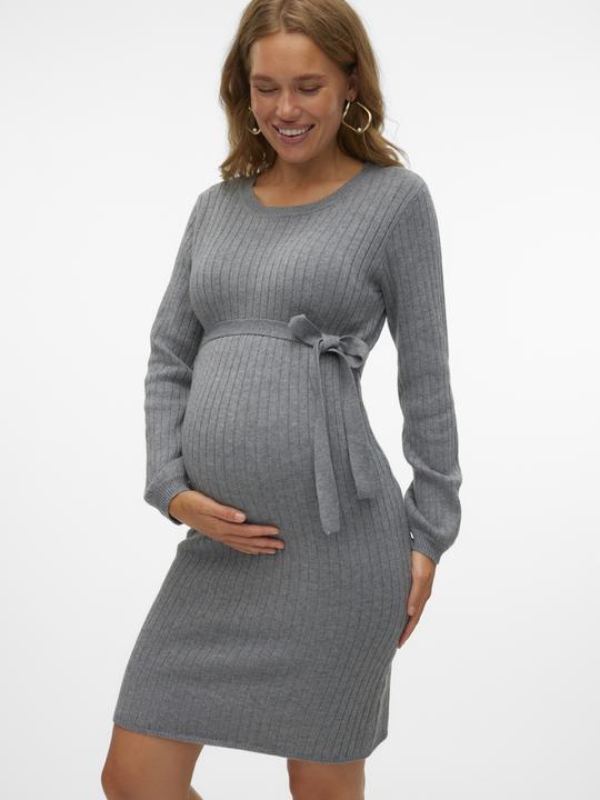 Produktbild Mamalicious Normal geschnitten Rundhals Gerippte Ärmelbündchen Ballonärmel Kurzes Kleid Strickkleid (XL)