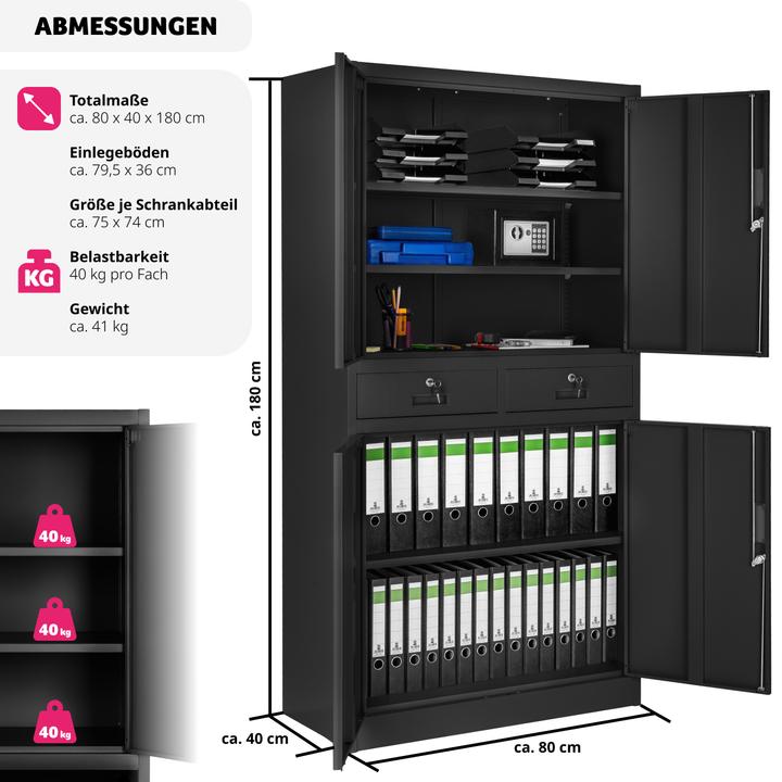Immagine prodotto tectake Armadio per archiviazione (80 x 40 x 180 cm)