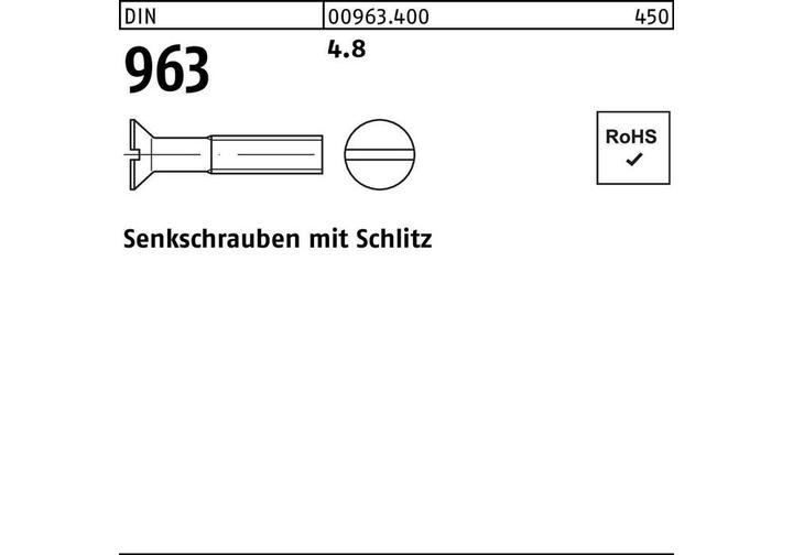 Actual product image Countersunk screw DIN 963 slotted M 8 x 45 4.8 (200 Screws per piece)