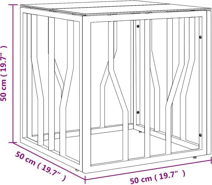Image du produit VidaXL Couchtisch Golden 50x50x50 cm Edelstahl und Glas (50 x 50 x 50 cm)