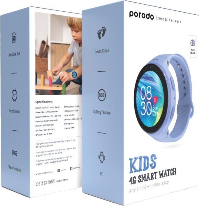 Image du produit Porodo Montre intelligente GPS 4G pour enfants avec application JuniCare (4G)