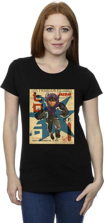 Actual product image Disney Womens/Ladies Big Hero 6 Baymax Hiro Newspaper Cotton T-Shirt (M)