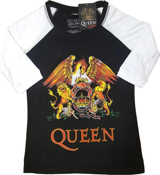 Queen Classic Crest (Black, White) Raglan (Girlie)