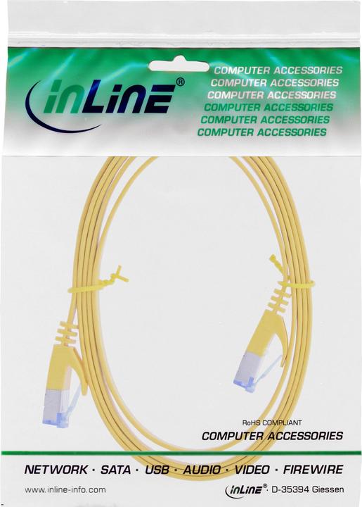 Produktbild InLine ® Patchkabel flach, U/FTP, Cat.6A, gelb, 3m (U/FTP, CAT6a, 3 m)