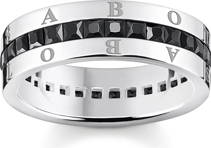 Immagine prodotto Thomas Sabo Anello a fascia con pietre nere pavé in argento (62, 925 Argento)