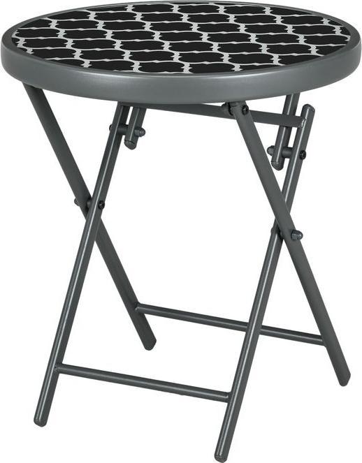 Produktbild Swisshandel24 Beistelltisch klappbar, Klapptisch Outdoor, Gartentisch mit Tischplatte aus gehärtetem Glas, Camping (45 cm)