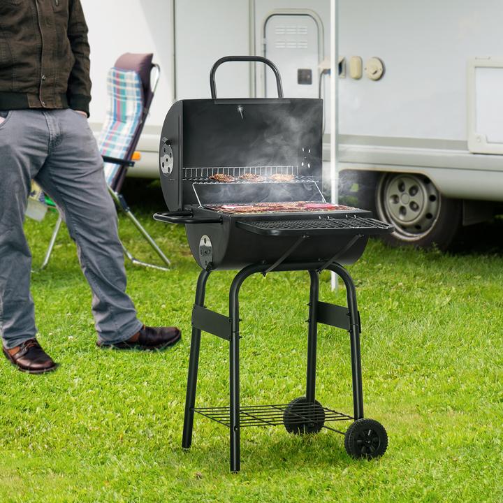 Produktbild Outsunny BBQ Grill mit Deckel und Regale (35 cm)