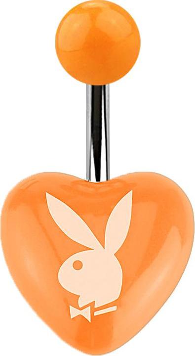 Image du produit Star Piercing Banane argentée avec coeur orange et Playboy Bunny (Acrylique, sans laiton, Acier chirurgical 316L)