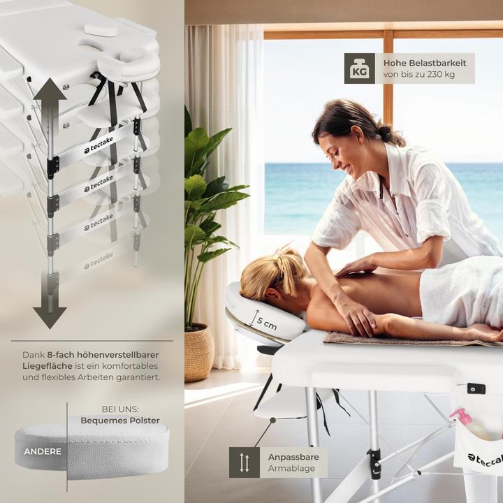 Actual product image tectake Massage Table - 3-zone bed with aluminium frame, head- and armrests, carry bag