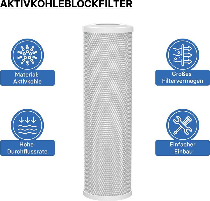 Produktbild Naturewater CTO-10B Aktivkohle Block 10" 254mm Wasserfilter Umkehrosmose Filter