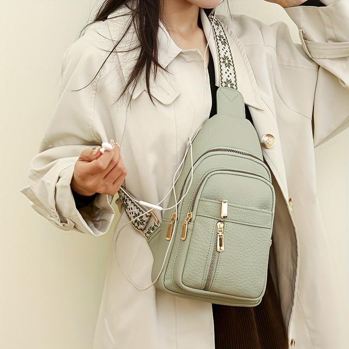 Image du produit Only-Bags.Store Sac de poitrine vintage avec plusieurs poches et fermeture à glissière, sac à bandoulière sport