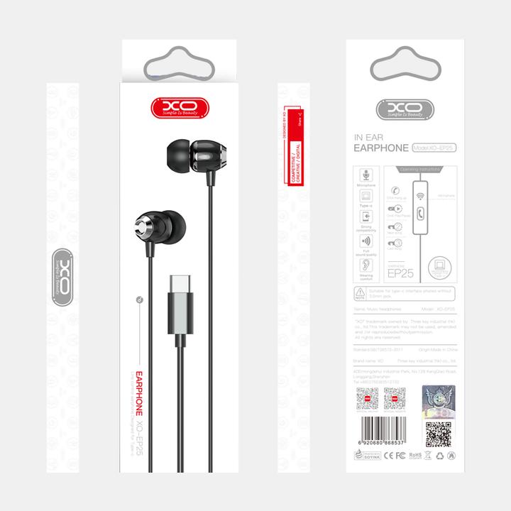 Actual product image xO wired earphones EP25 USB-C white (Cable)