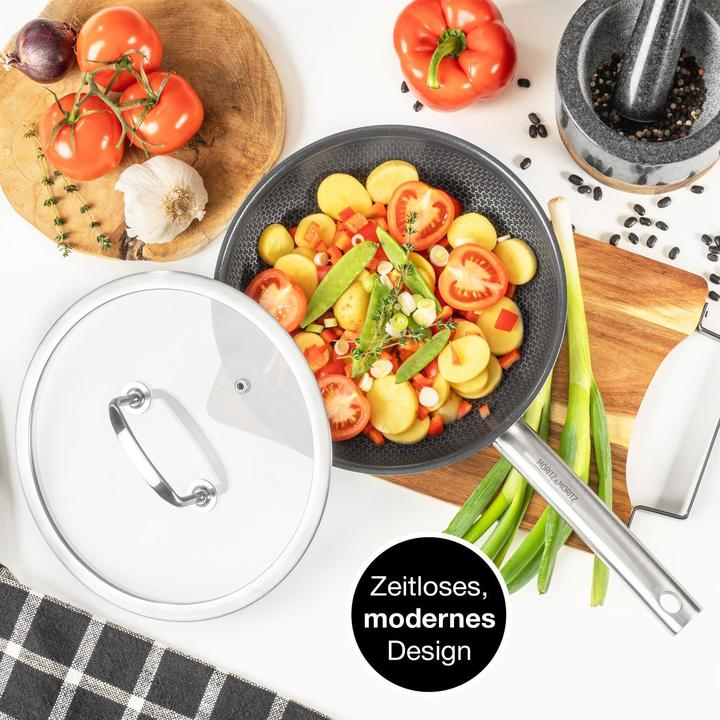 Produktbild Moritz & Moritz Edelstahl Pfannendeckel Universal 28cm - Deckel für Pfanne als ideale Ergänzung (28 cm, Glas, Metall)