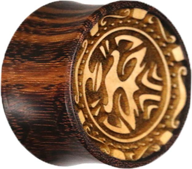 Actual product image Star Piercing Flared Plug Tribal Mask in Tamarind Wood (without brass, Organic)