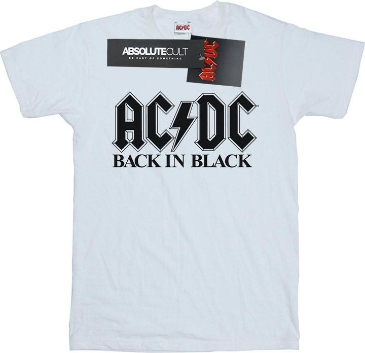 AC/DC Back in Black Logo Baumwolle Boyfriend TShirt