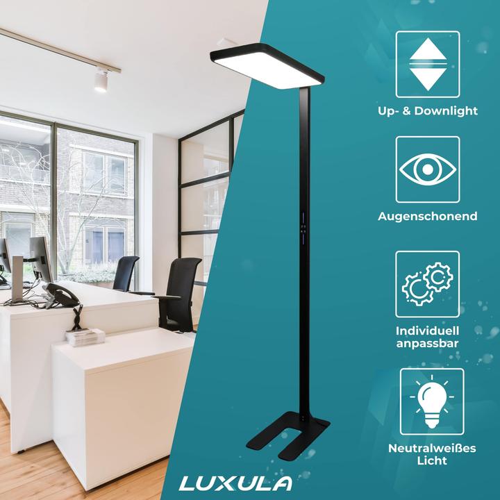 Immagine prodotto Luxula LED Büro-Stehleuchte, Up/Down, schwarz (7000 lm)