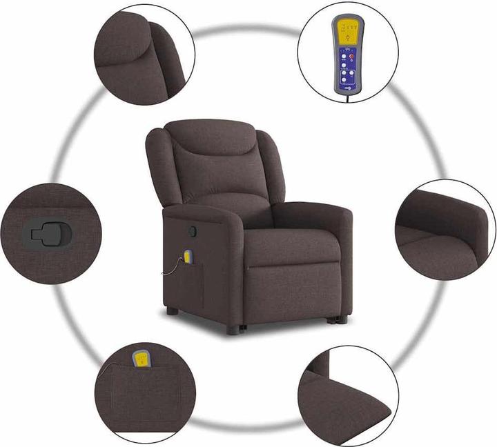 Produktbild VidaXL Massagesessel mit Aufstehhilfe Dunkelbraun Stoff