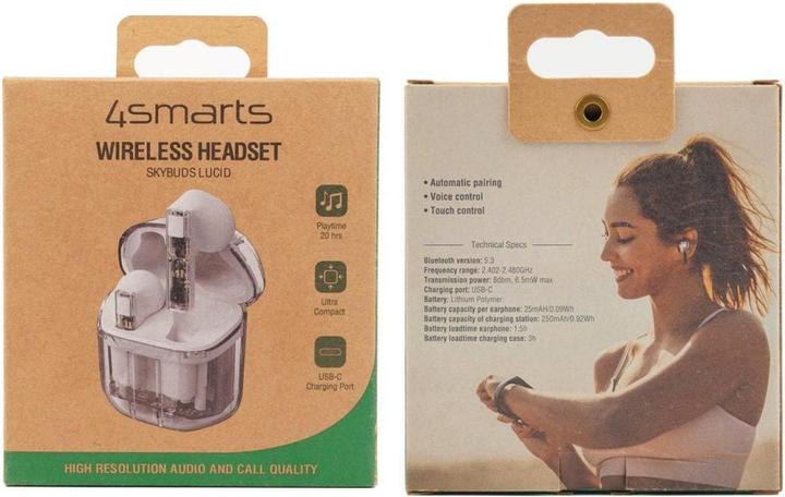 Actual product image 4smarts True Wireless Bluetooth Headphones SkyBuds Lucid white (NC, 25 h, Wireless)