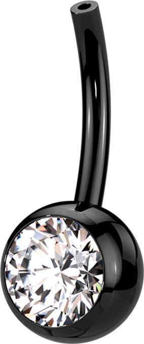 Image du produit Star Piercing Threadless Tige de banane noire avec boule de cristal argenté (sans laiton, Titane G23)
