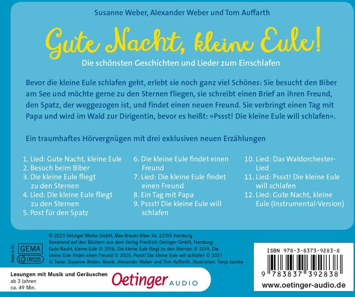 Produktbild Gute Nacht, kleine Eule! Die schönsten Geschichten und Lied (Susanne Weber, Alexander Weber, Tanja Jacobs, Frank Gustavus, Ursula Illert, Jasmin Ewers, Thomas Auffarth, Deutsch)