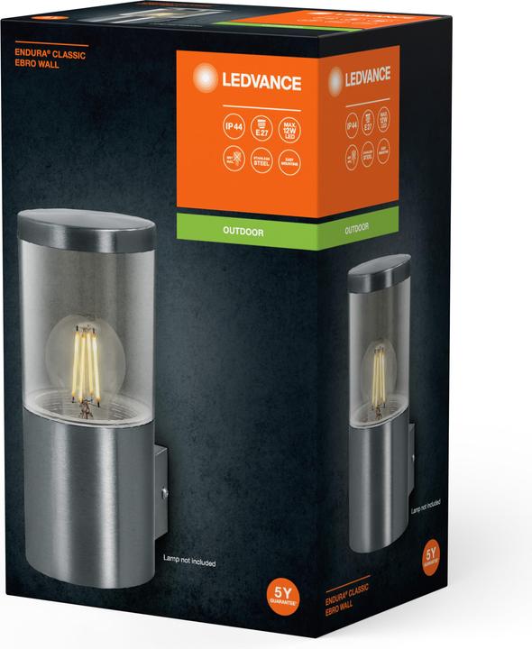 Image du produit Ledvance Endura Classic Ebro Wall E27 Acier inoxydable (E27, IP44)