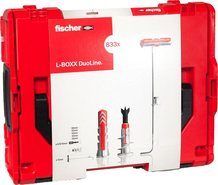 Actual product image Fischer Duo-Line dowel set in robust and storable L-Boxx, contents 833 dowels (833 pcs.)