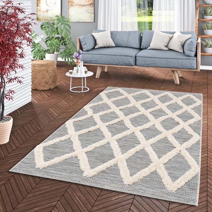 Actual product image Pergamon Indoor & Outdoor Carpet Shaggy Juist Lozenges (80 x 150 cm)