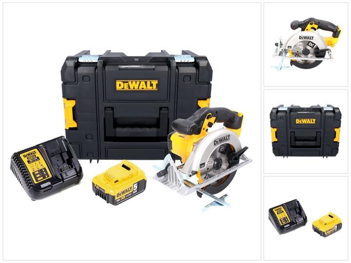 Produktbild DeWalt DCS 391 P1 Akku Handkreissäge 18 V 165 mm + 1x Akku 5,0 Ah + Ladegerät + TSTAK