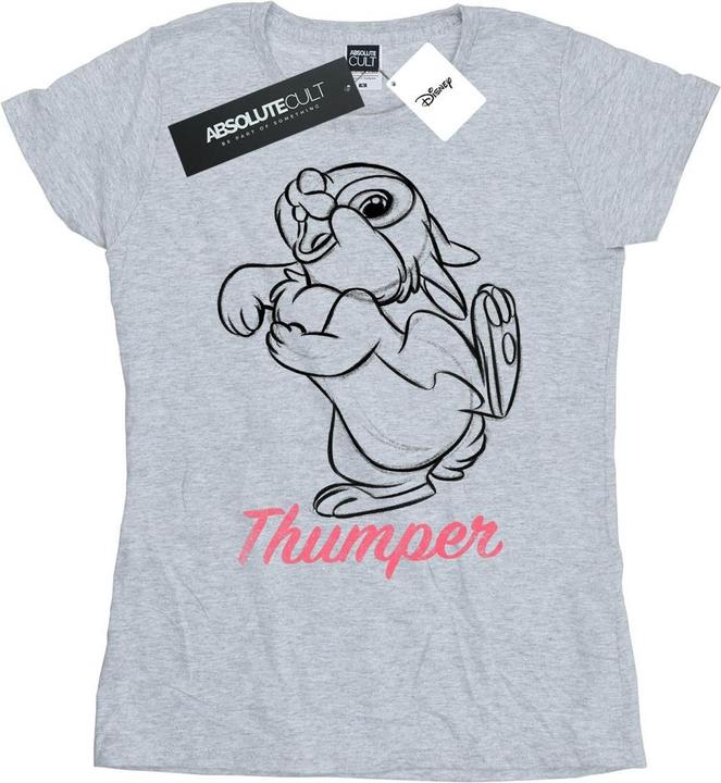 Actual product image Disney Womens/Ladies Bambi Thumper Line Drawing Cotton T-Shirt (M)
