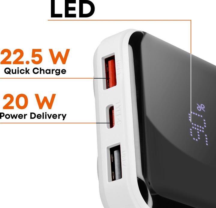 Produktbild LinQ 10.000mAh Powerbank + Lightning / USB-C Kabel (10000 mAh)