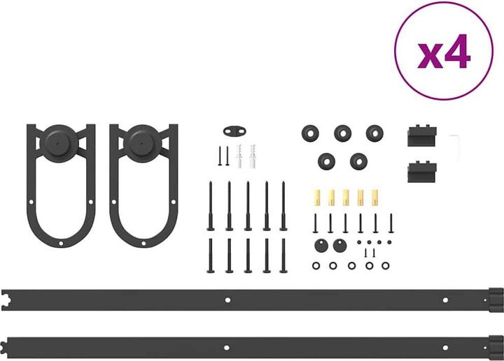 Immagine prodotto VidaXL Set di ferramenta per porte scorrevoli 200 cm acciaio nero Set di ferramenta per porte scorrevoli