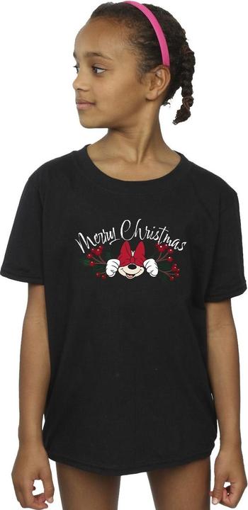 Actual product image Disney Girls Minnie Mouse Christmas Holly Cotton T-Shirt (104)