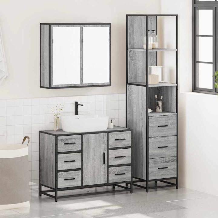 Image du produit VidaXL Ensemble de 3 meubles de salle de bains Gris Sonoma bois composite Ensemble de meubles de salle de