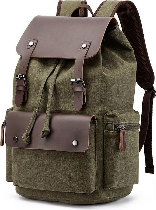 Produktbild Only-Bags.Store Casual Travel Backpack In Leder und Segeltuch, Canvas Retro Herren Rucksack grosse Kapazität 20-35L