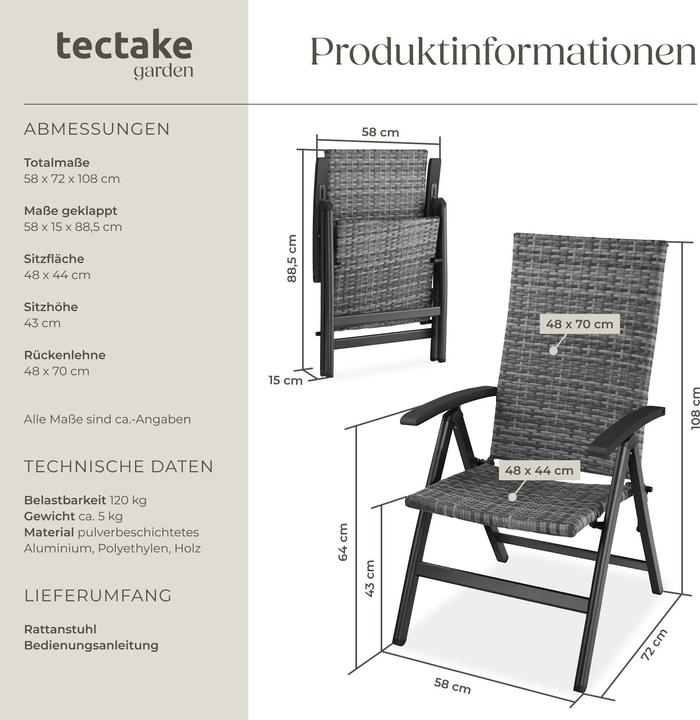 Image du produit tectake Fauteuil de jardin pliable MELBOURNE