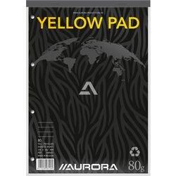 Actual product image Aurora Notepad Bound DIN A4 Lined Paper Yellow, Black Perforated (A4, Lined)