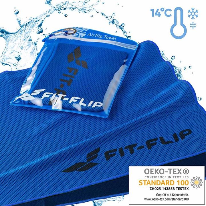 Actual product image Fit-Flip Airflip Towel Kühlhandtuch Mikrofaser mit Tasche 100x30cm (100 x 30 cm)