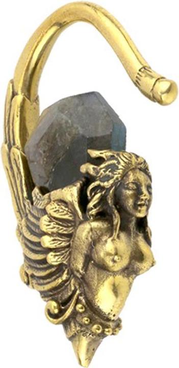 Immagine prodotto Star Piercing Ohrgewicht Haken vergoldet Frau mit Flügeln und Labradorit Stein (Ottone, Mnerale)