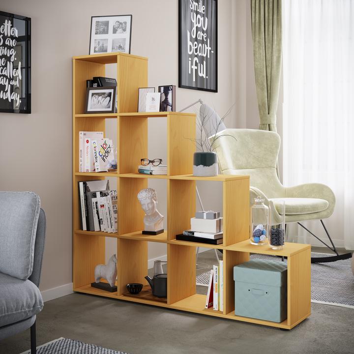 Produktbild VCM Holz Stand Treppenregal 10 Fächer Napoli (143 x 29 x 139 cm)
