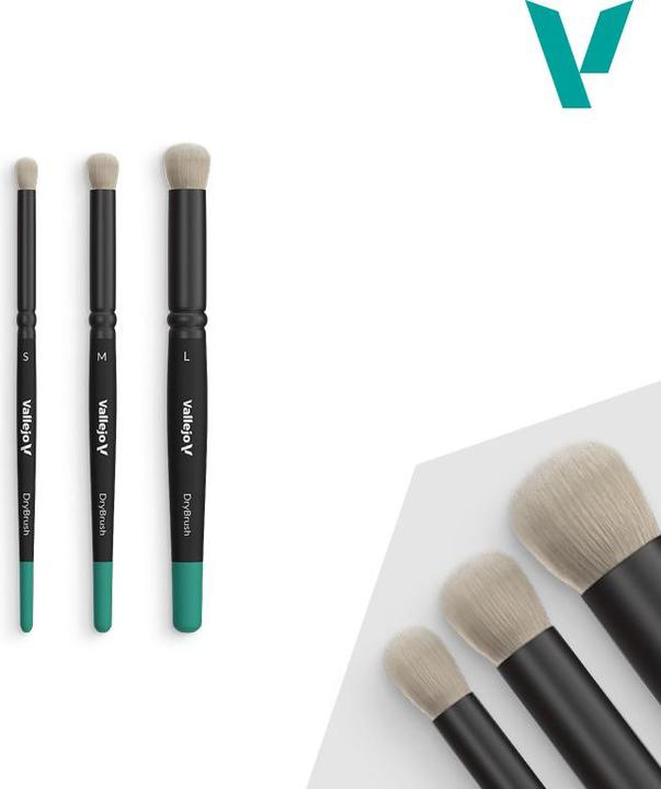 Actual product image Vallejo Brush Set / Dry Brush - Dry Brush Set - Natural Hair (S, M & L)