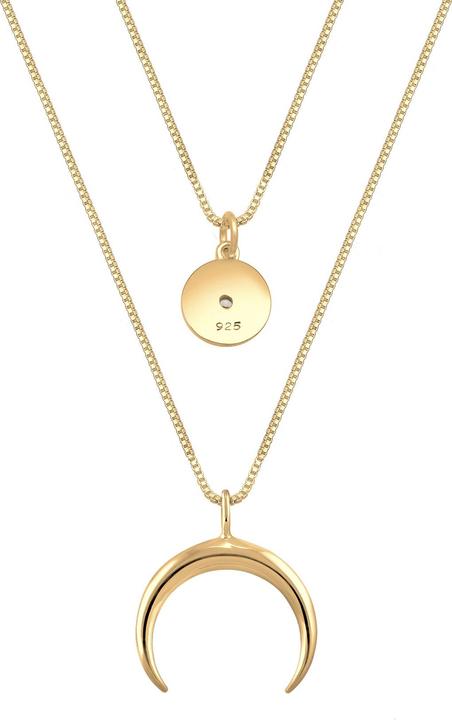 Produktbild Elli Halskette Layer Halbmond Stern Plättchen Zirkonia 925 Silber (925er Sterling Silber, Zirkonia, 45 cm)